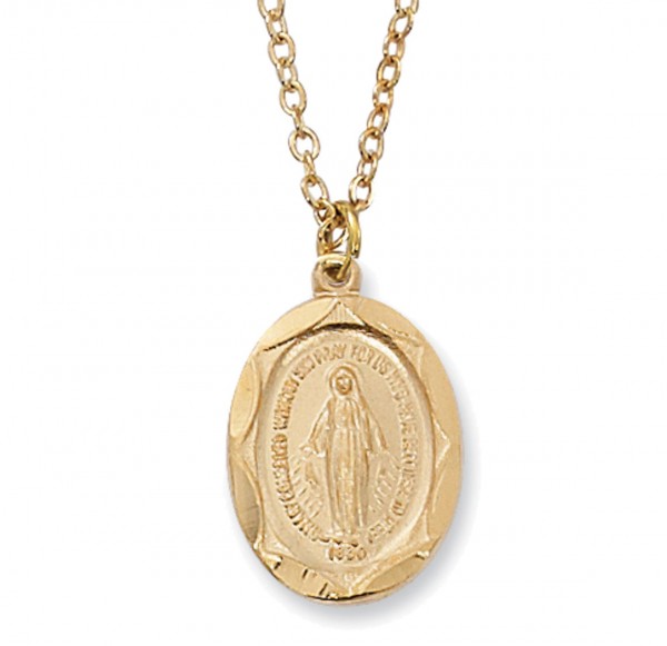 Youth Size Oval Miraculous Medal Goldtone - Gold Tone