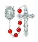6mm Genuine Red Agate Bead Rosary in Sterling Silver