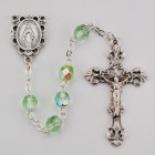 August Light Green Aurora Glass Bead Rosary