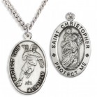 Men's St. Christopher Lacrosse Medal Sterling Silver