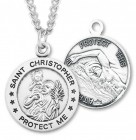 Men's St. Christopher Swimming Medal Sterling Silver