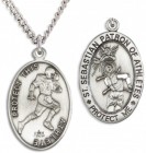 Men's Sterling Silver Saint Sebastian Football Medal