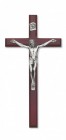 Cherry Stained Beveled Wall Crucifix - 10 inch