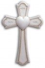 Faith, Hope and Love Cross, Antiqued Resin - 7 1/4 inch