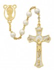 Gold Tone and White Enamel First Communion Rosary
