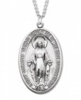 Men's Large Sterling Silver Miraculous Medal with Chain