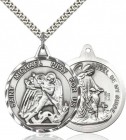 Men's Large Round Double-sided St. Michael Guardian Angel Medal