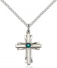 Youth Etched Cross Pendant with Birthstone Options