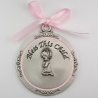 Silver Bless This Child Crib Medal - Girl