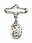 Pin Badge with St. Gerard Charm and Polished Engravable Badge Pin