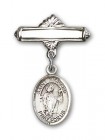 Pin Badge with St. Richard Charm and Polished Engravable Badge Pin