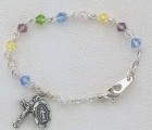 Baby Rosary Bracelet with Multi Color Tin Cut Crystal Beads