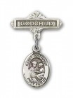 Pin Badge with St. Anthony of Padua Charm and Godchild Badge Pin