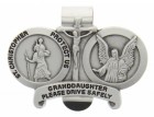 St. Christopher & Guardian Angel Protect My Granddaughter Visor Clip Pewter