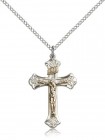 Women's Budded Tip Two-Tone Crucifix Pendant 
