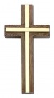 4 Inch Walnut Wall Cross with Metal Inlay, two color combination