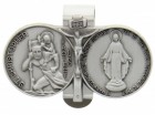 St. Christopher and Blessed Mary Visor Clip, Pewter - 2 5/8"W