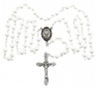 First Communion White Pearl Rosary with Chalice Centerpiece