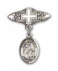 Pin Badge with St. Isabella of Portugal Charm and Badge Pin with Cross