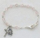 Baby Rosary Bracelet with Tin Cut Rose Crystal Beads