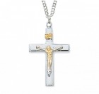 Women's Raised Crucifix Medal Two Tone