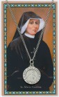 Round St. Maria Faustina Medal with Prayer Card
