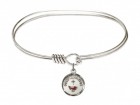 Smooth Bangle Bracelet with a Red Dove Charm