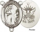 St. Brendan the Navigator NAVY Rosary Centerpiece Sterling Silver or Pewter