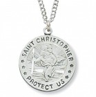 Women's Round St. Christopher Medal Sterling Silver