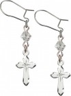 Sterling Silver Cross 'Crystal Bead' Earrings