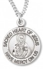 Women's Round Sacred Heart Medal and Chain