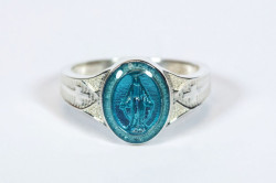 Large Blue Miraculous Medal Ring  [BC0216]