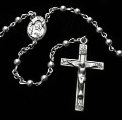 All Sterling Silver Rosary with Round 4mm Beads [HMRB015]