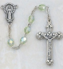 August Birthstone Rosary (Peridot) - Silver Oxidized [MVR044]