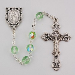 August Light Green Aurora Glass Bead Rosary [MVRB1135]