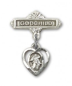 Baby Badge with Guardian Angel Charm and Godchild Badge Pin [BLBP0221]