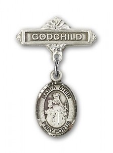 Baby Badge with Maria Stein Charm and Godchild Badge Pin [BLBP1181]