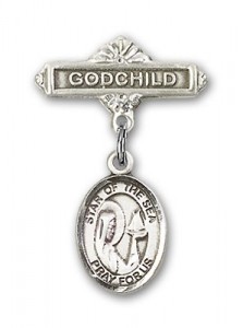 Baby Badge with Our Lady Star of the Sea Charm and Godchild Badge Pin [BLBP0971]