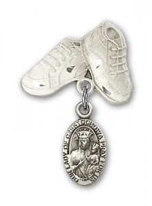 Baby Badge with Our Lady of Czestochowa Charm and Baby Boots Pin [BLBP0257]