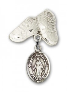 Baby Badge with Our Lady of Lebanon Charm and Baby Boots Pin [BLBP1490]