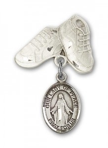 Baby Badge with Our Lady of Peace Charm and Baby Boots Pin [BLBP1595]