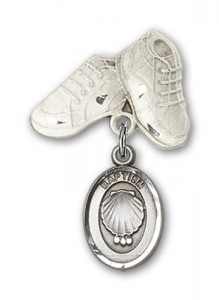 Baby Pin with Baptism Charm and Baby Boots Pin [BLBP0091]