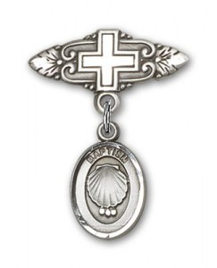 Baby Pin with Baptism Charm and Badge Pin with Cross [BLBP0086]