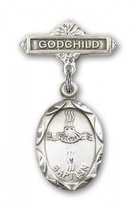 Baby Pin with Baptism Charm and Godchild Badge Pin [BLBP0048]