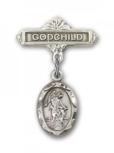Baby Pin with Guardian Angel Charm and Godchild Badge Pin [BLBP0039]