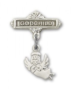 Baby Pin with Guardian Angel Charm and Godchild Badge Pin [BLBP0111]