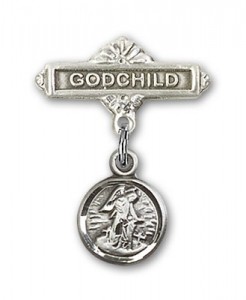 Baby Pin with Guardian Angel Charm and Godchild Badge Pin [BLBP0118]