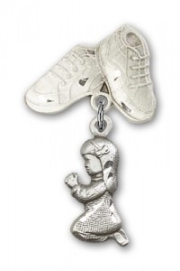 Baby Pin with Praying Girl Charm and Baby Boots Pin [BLBP0194]