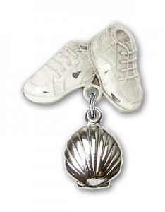 Baby Pin with Shell Charm and Baby Boots Pin [BLBP0105]