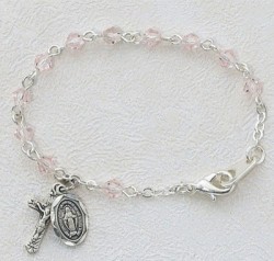 Baby Rosary Bracelet with Tin Cut Rose Crystal Beads [MVM1193]